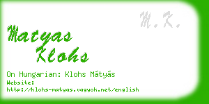 matyas klohs business card