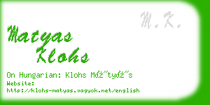 matyas klohs business card